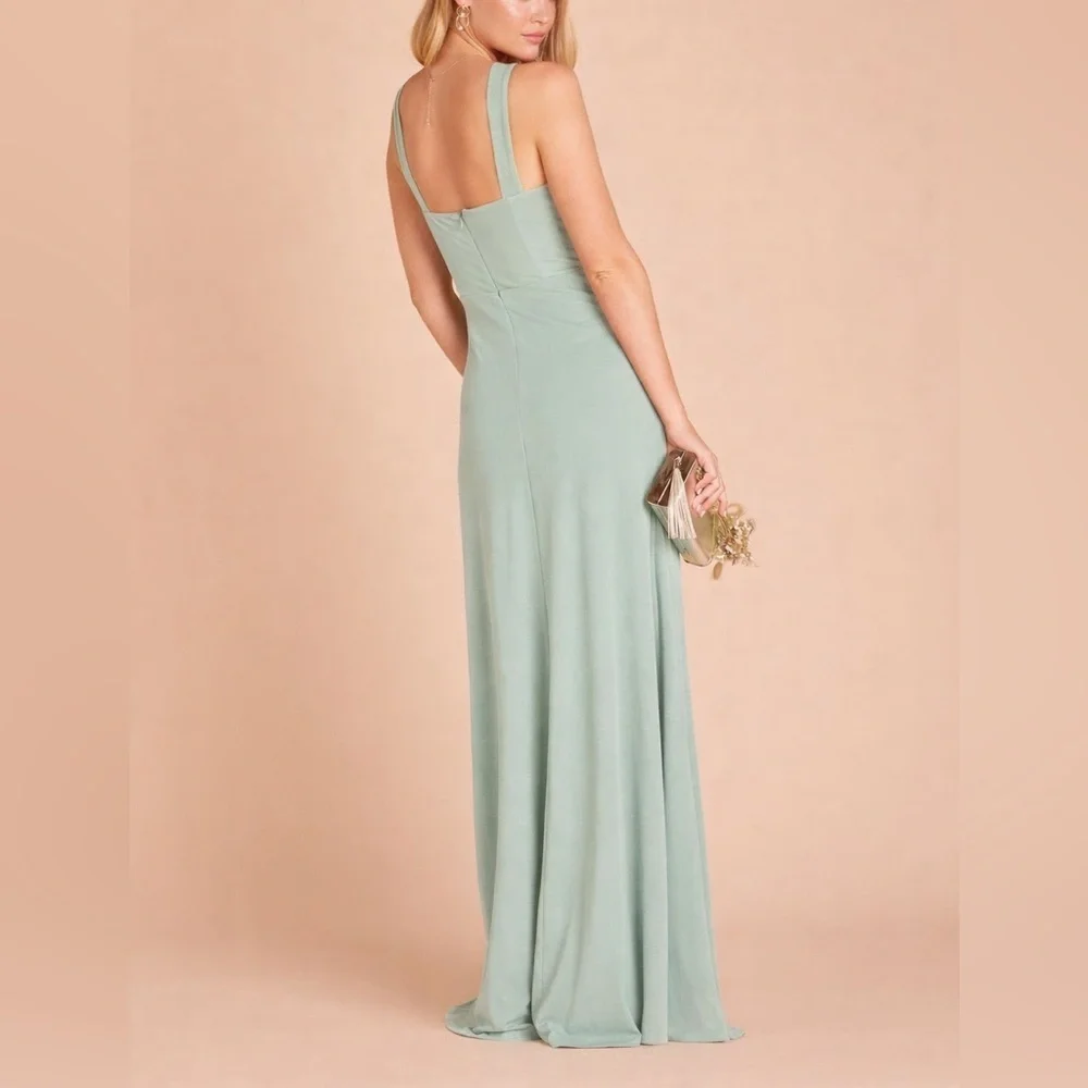 Birdy Grey Sage Green Halter Neck Maxi Dress NWT Size XS Bridesmaid Formal Slit